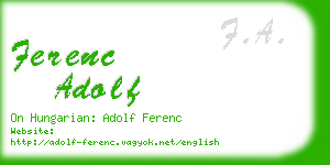 ferenc adolf business card